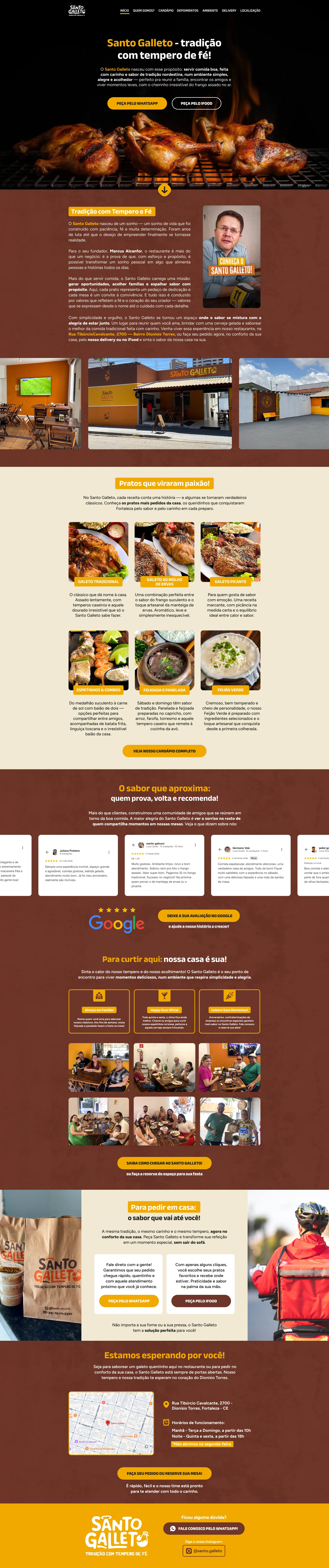 Layout de site e tráfego para restaurante Santo Galleto desenvolvido pelo Studio GrowX.